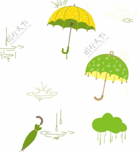 矢量雨伞水滴图片