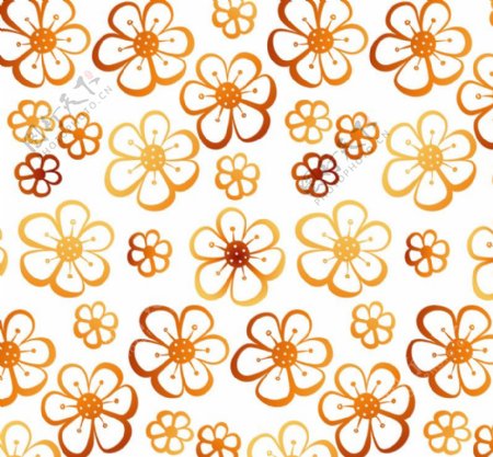 橙色六瓣花背景矢量素材