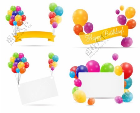 节日气球装饰标签矢量素材