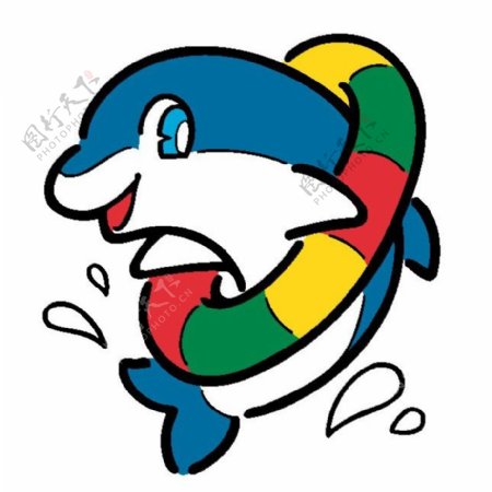 位图抽象动物海豚色彩卡通动物免费素材