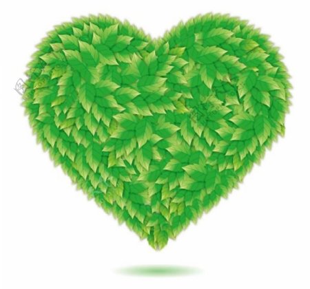 爱情插画绿色的心