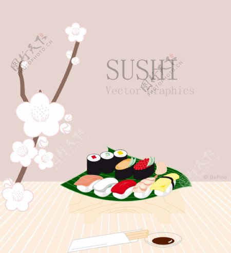 充满日式风味的寿司矢量
