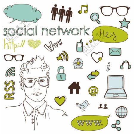 社会媒体网络连接的涂鸦
