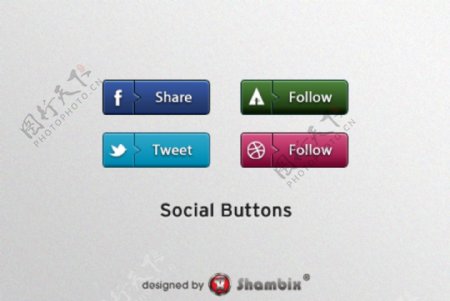 4惊人的社会媒体按钮设置PSD