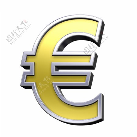 欧元符号从铬框架字母的黄金