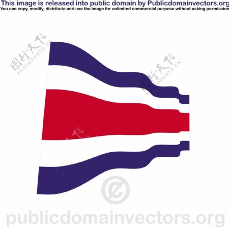 哥斯达黎加的波浪国旗矢量