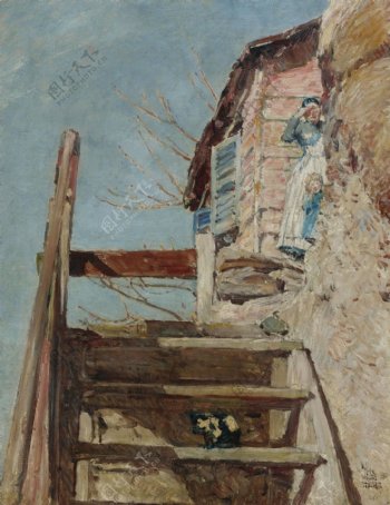 FrederickChildeHassamTheStairs1888画家风景画静物油画建筑油画装饰画