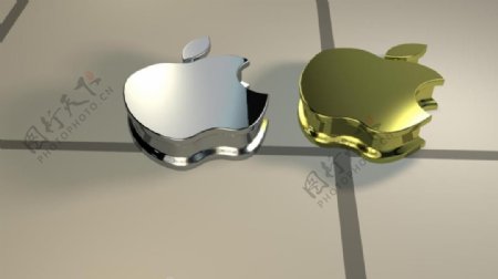 金属质感土豪金高端银苹果logo