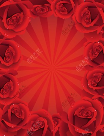 矢量素材玫瑰朦胧花纹背景