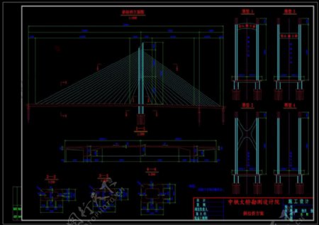 斜拉桥桥式总图CAD图纸