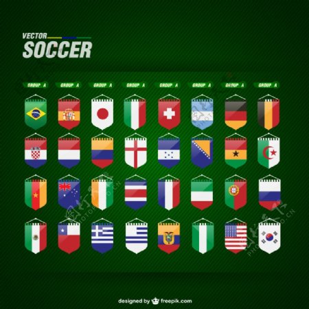 世界杯32强国旗
