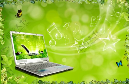 蝴蝶笔记本电脑手机茶杯绿叶叶子五角星日韩盛典
