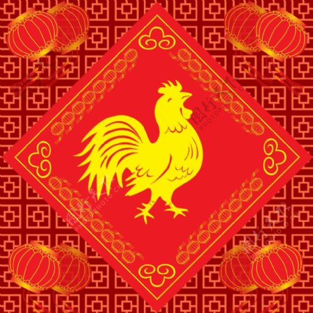 中国风PSD分层高清海报公鸡