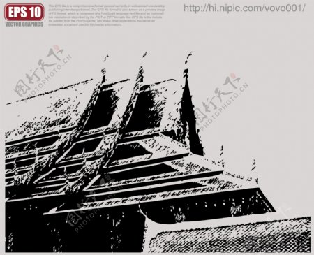 泰国建筑剪影图片