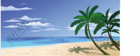 椰子树矢量海边