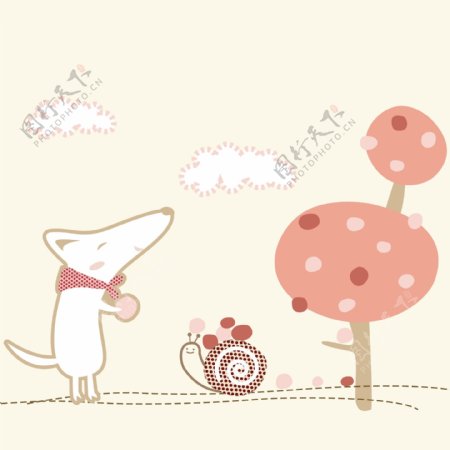 印花矢量图可爱卡通卡通动物老鼠蜗牛免费素材