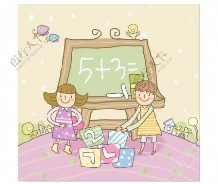 韩国儿童教育插画矢量图32