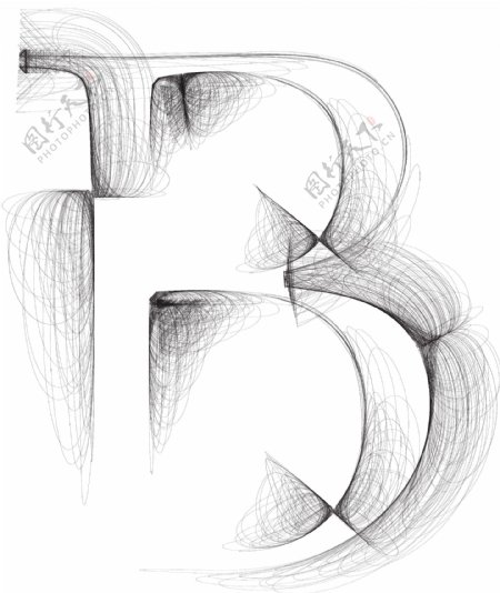 手绘字体字母B矢量插画