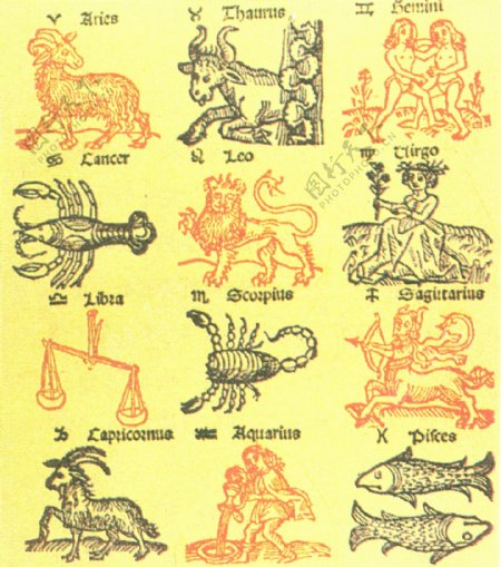 古欧洲十二星座神话画册