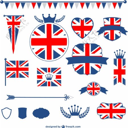英国国旗主题标签矢量素材