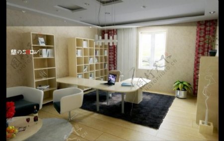 现代家装书房3dmax模型图片
