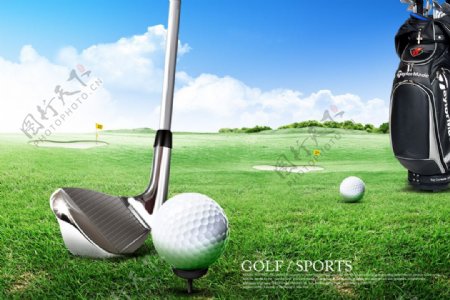 高尔夫体育运动装备PSD分层