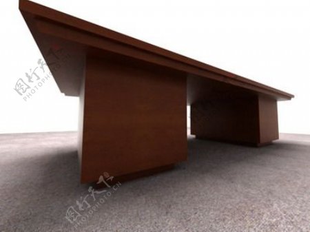 实木办公桌模型设计
