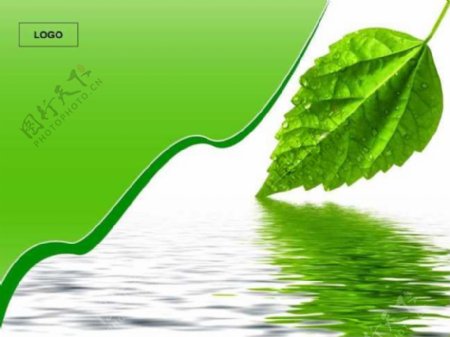 绿色叶子环保PPT模板