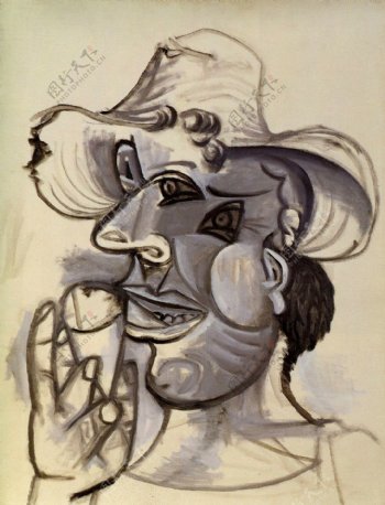 1938Hommeaucornetdeglace1西班牙画家巴勃罗毕加索抽象油画人物人体油画装饰画
