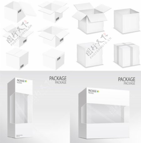 白色包装盒模版矢量素材