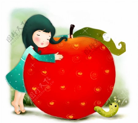 女孩与苹果