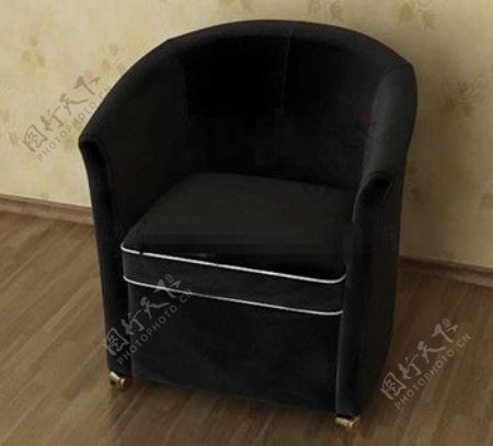 现代和舒适的黑色单人沙发