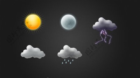 天气图标太阳和月亮云PSD