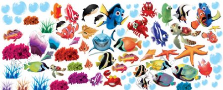 卡通海洋生物鱼类PSD设计素材