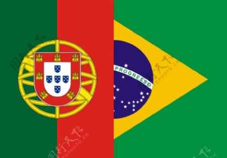 巴西和葡萄牙的剪辑艺术的旗帜