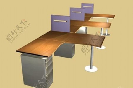 办公家具办公桌153D模型