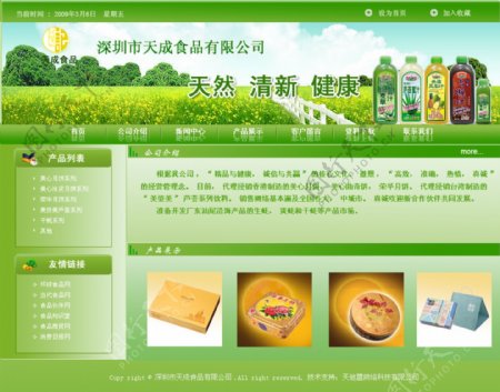 绿色天然食品公司网页模板