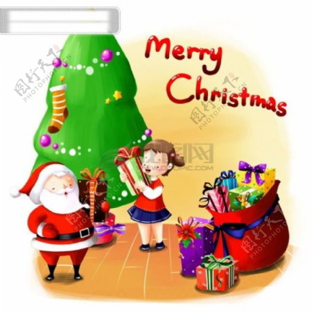 HanMaker韩国设计素材库背景图片卡片礼物祝福圣诞卡通可爱女孩圣诞老人圣诞树
