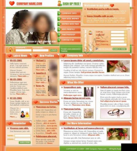 橙色婚恋交友网站模板