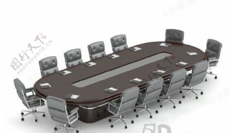 3D会议桌椅组合模型