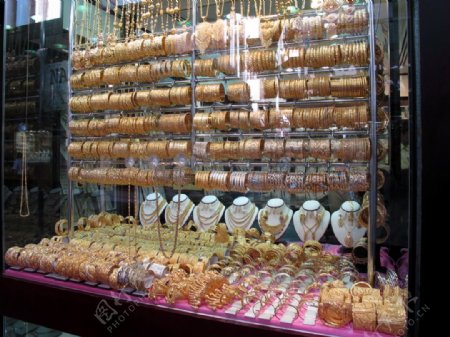 迪拜的珠宝商店橱窗图片