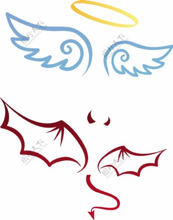 天使与魔鬼翅膀矢量素材
