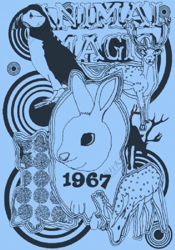 位图T恤图案动物野生动物兔子免费素材