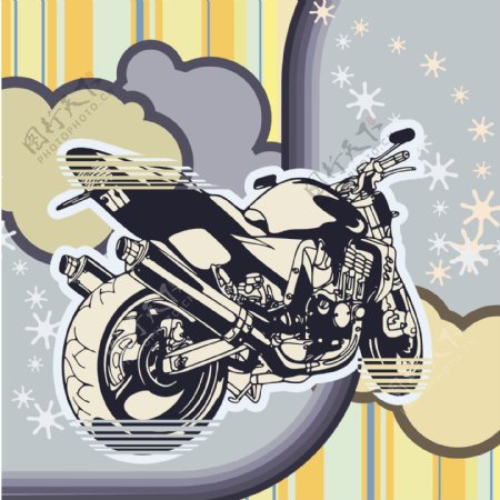 摩托车装饰图案矢量素材
