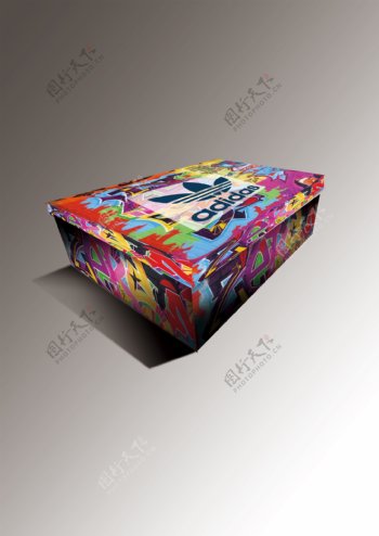 色彩拼贴包装盒效果图