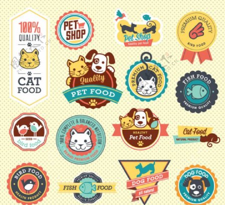 可爱宠物食品标签图片