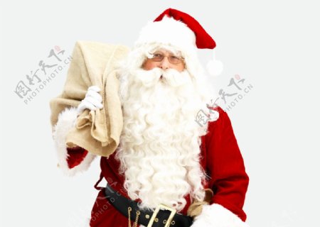 背着礼品袋的圣诞老人图片