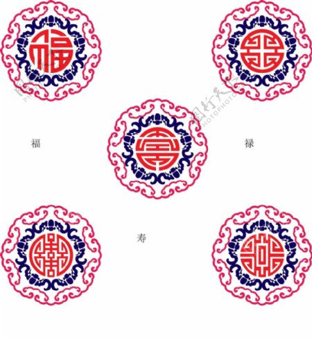 福禄寿喜财传统纹样图片