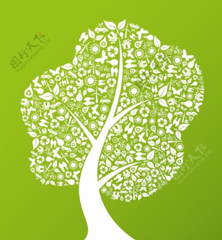 绿色环保花纹树图片