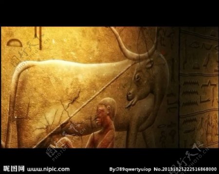 古代浮雕墙视频素材